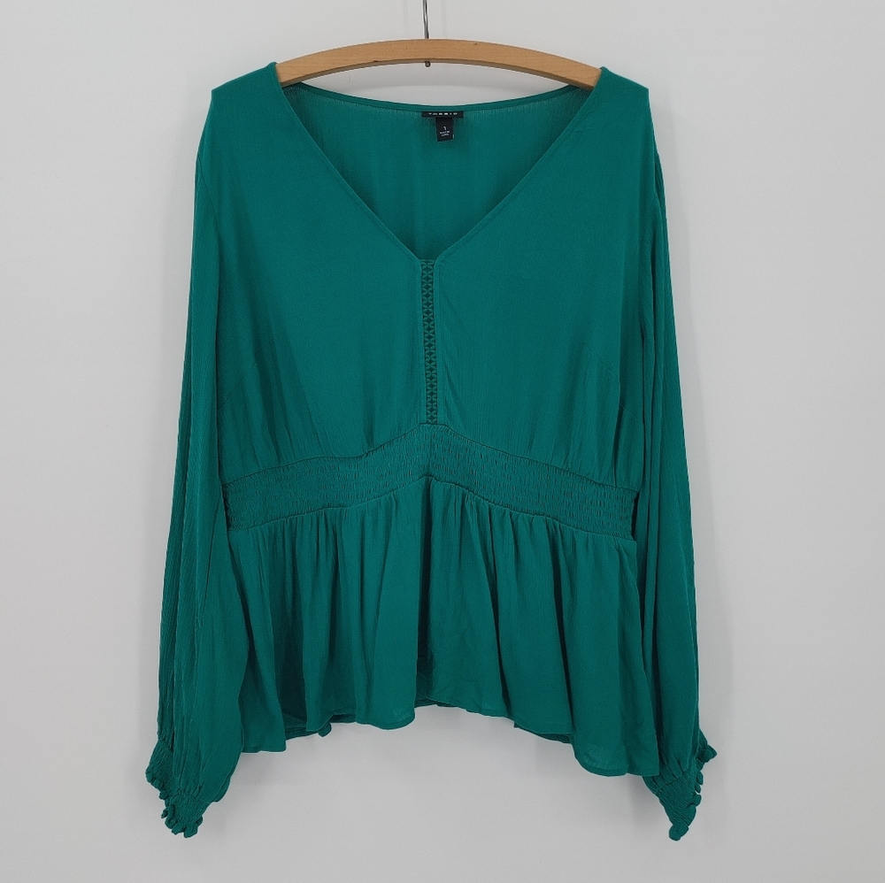 Torrid Emerald Green Long Sleeve Blouse